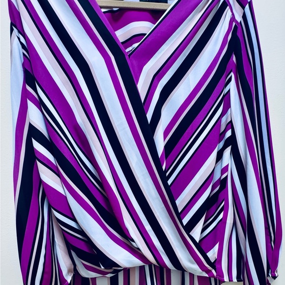 INC International Concepts Purple and Black Striped Top - Picture 1 of 3